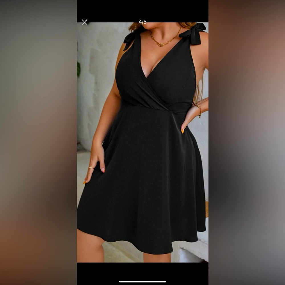 Black tie shoulder A-line dress
